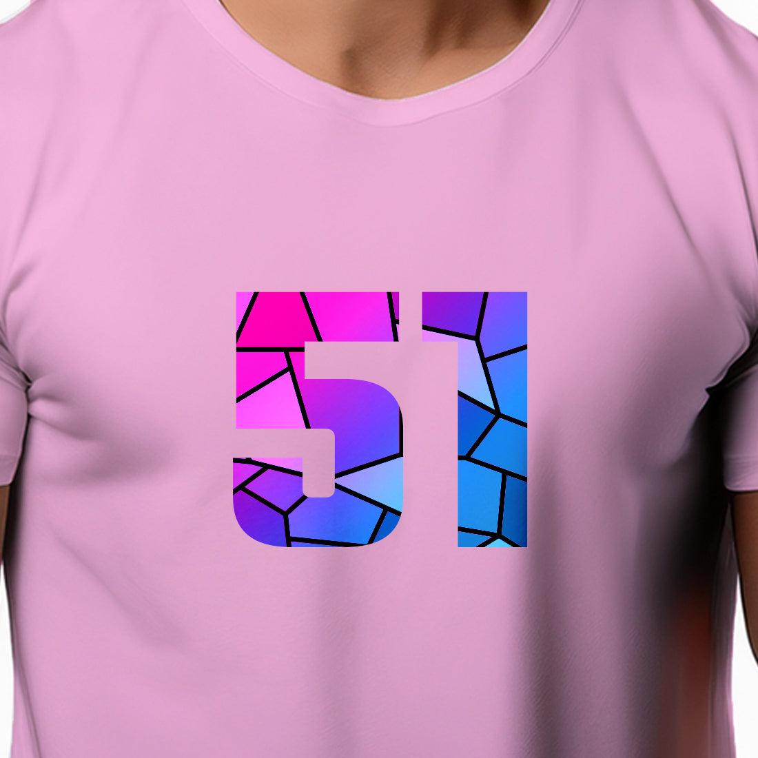 51 Number Men Unisex T-Shirt (Light Pink)