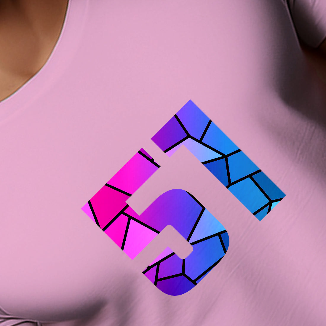 51 Number Men Unisex T-Shirt (Light Pink)