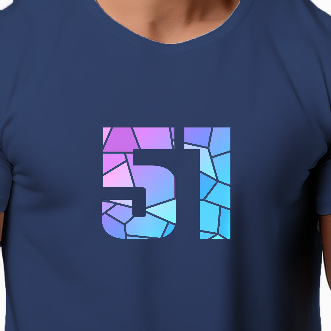 51 Number Men Unisex T-Shirt (Navy Blue)