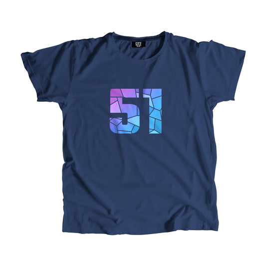 51 Number Men Unisex T-Shirt (Navy Blue)