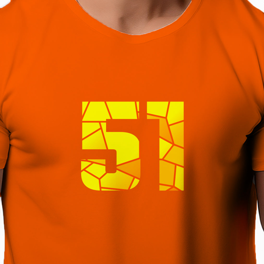 51 Number Men Unisex T-Shirt (Orange)