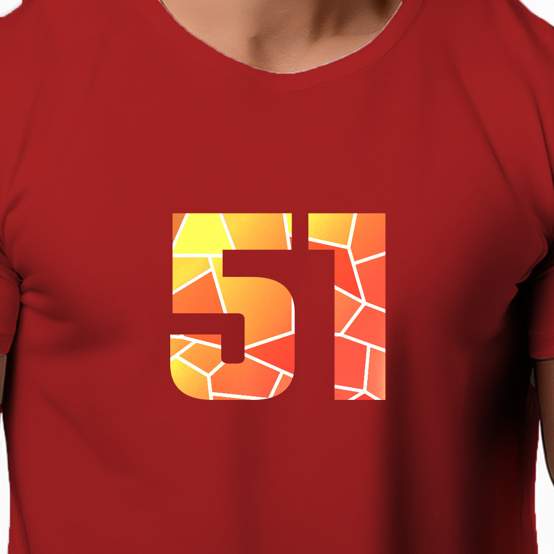 51 Number Men Unisex T-Shirt (Red)