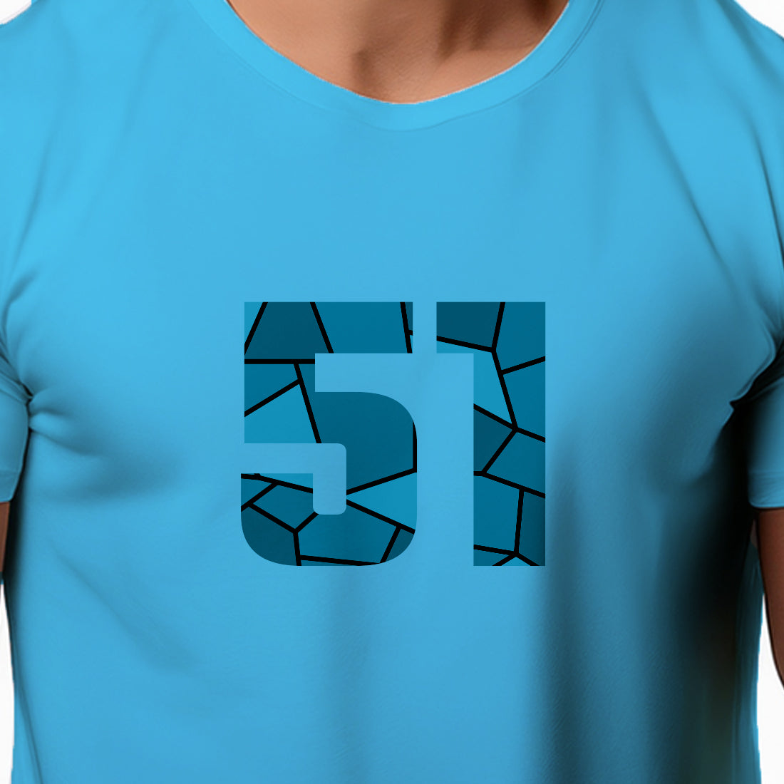 51 Number Men Unisex T-Shirt (Sky Blue)