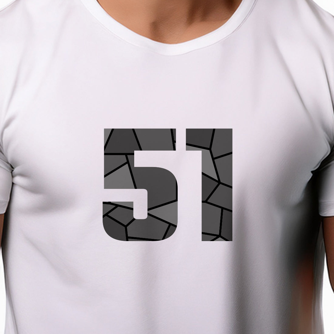 51 Number Men Unisex T-Shirt (White)