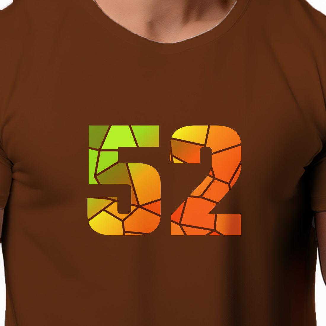52 Number Men Unisex T-Shirt (Brown)