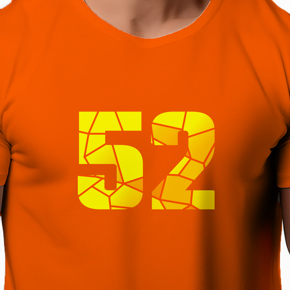 52 Number Men Unisex T-Shirt (Orange)