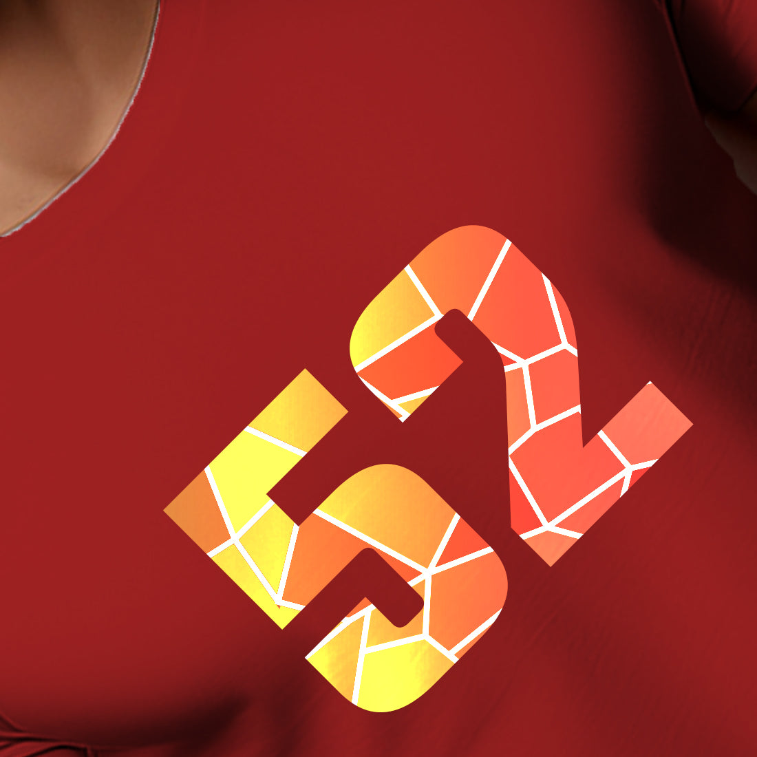 52 Number Men Unisex T-Shirt (Red)