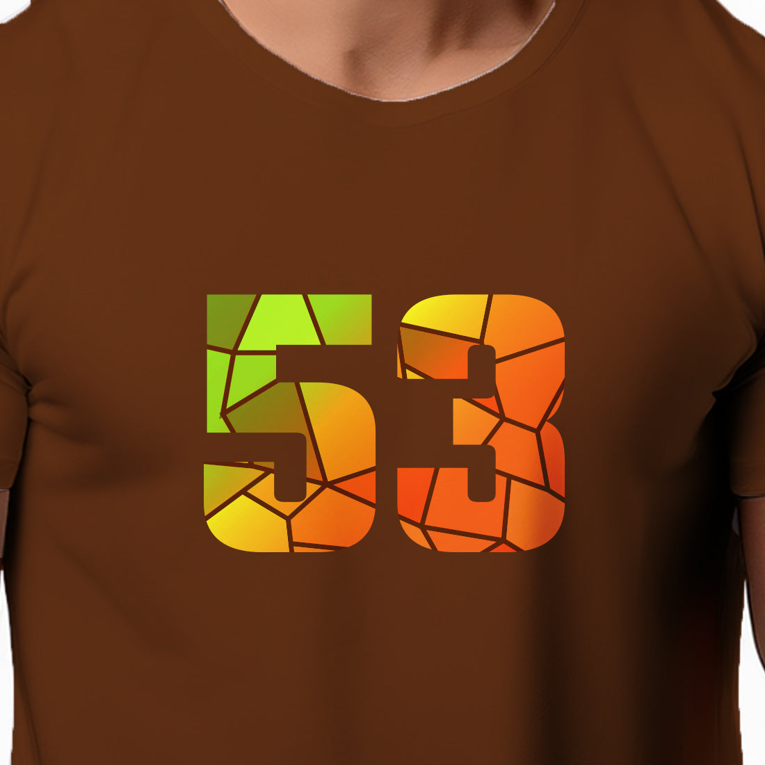 53 Number Men Unisex T-Shirt (Brown)