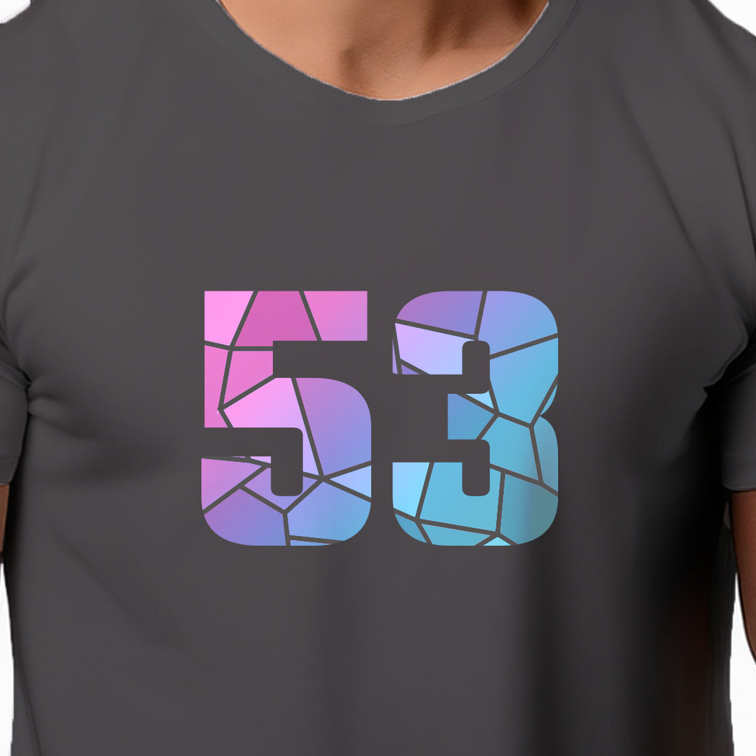 53 Number Men Unisex T-Shirt (Charcoal Grey)