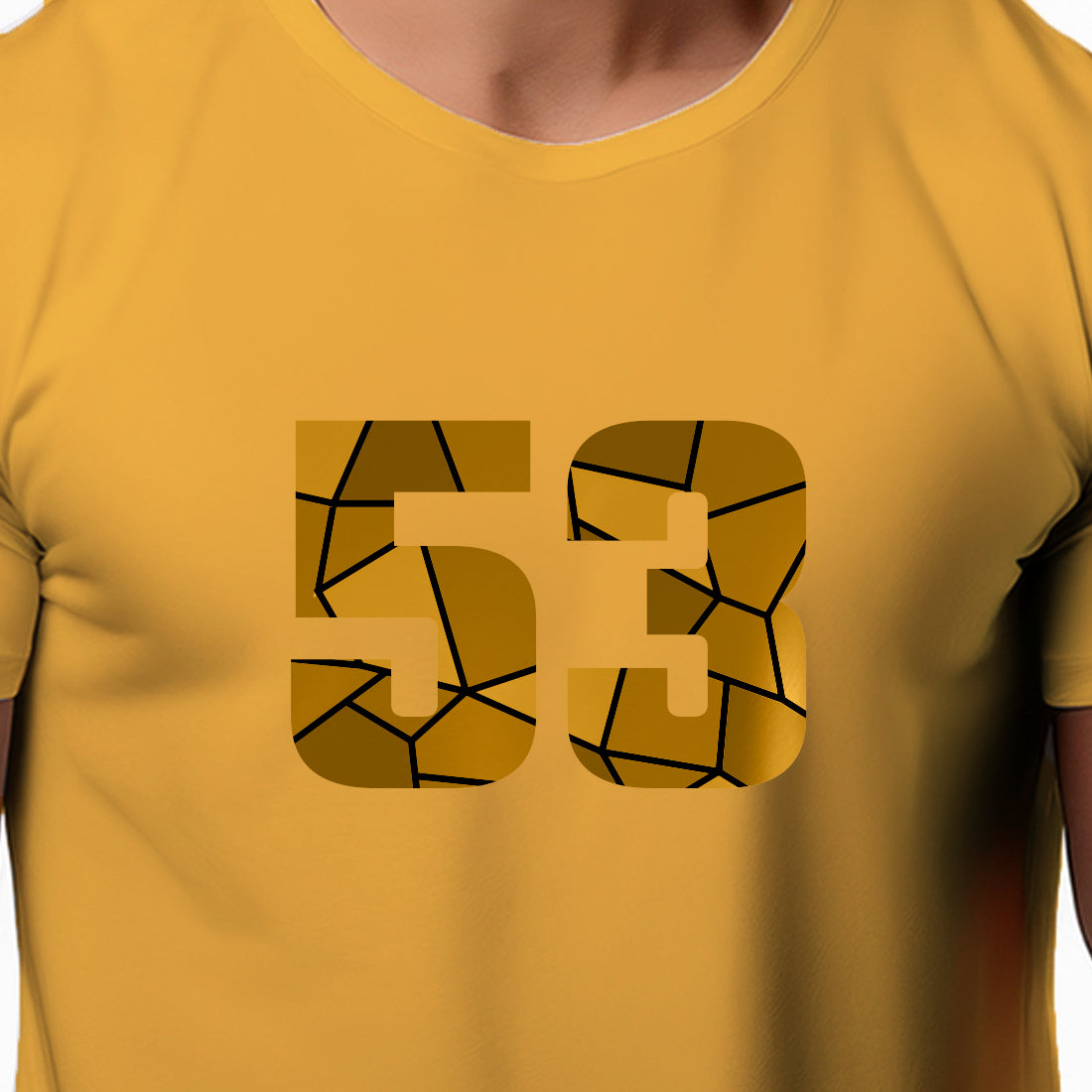 53 Number Men Unisex T-Shirt (Golden Yellow)