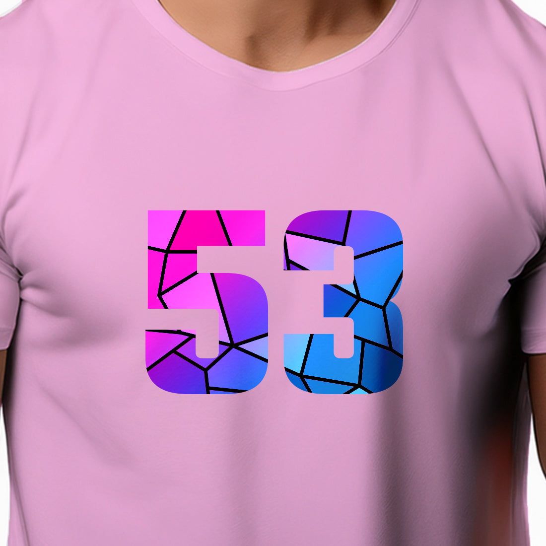 53 Number Men Unisex T-Shirt (Light Pink)
