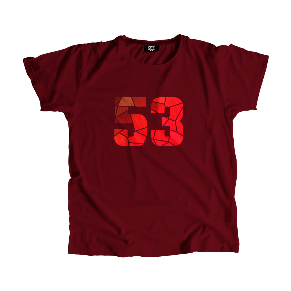 53 Number Men Unisex T-Shirt (Maroon)