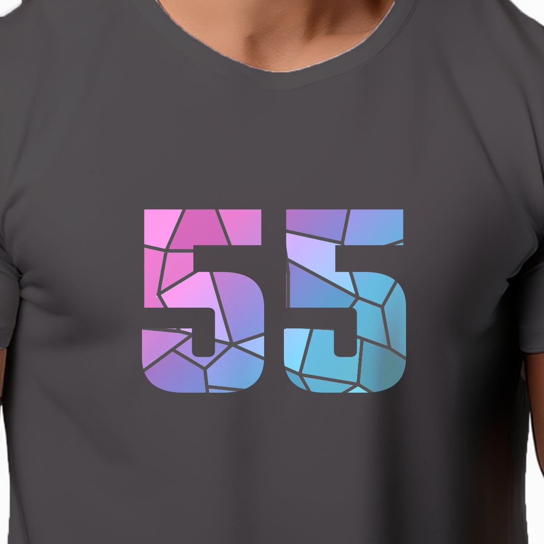 55 Number Men Unisex T-Shirt (Charcoal Grey)