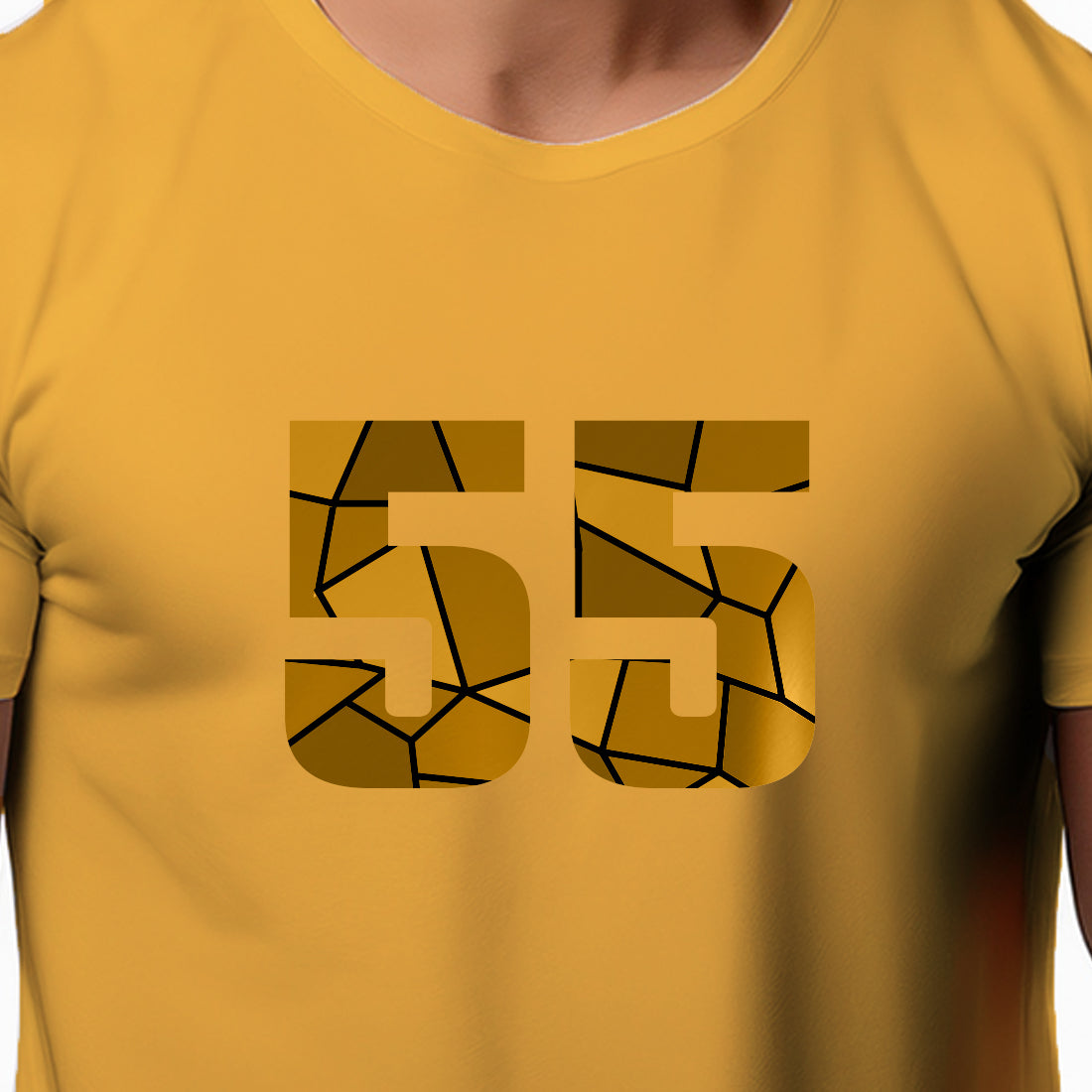 55 Number Men Unisex T-Shirt (Golden Yellow)