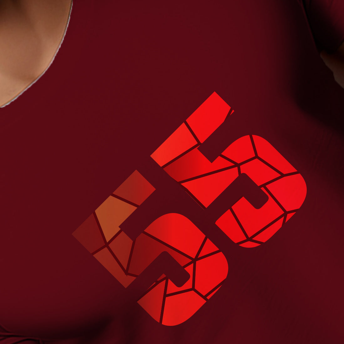 55 Number Men Unisex T-Shirt (Maroon)