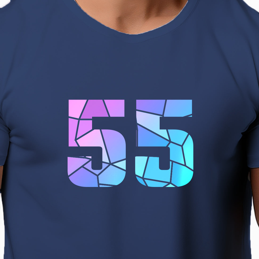 55 Number Men Unisex T-Shirt (Navy Blue)