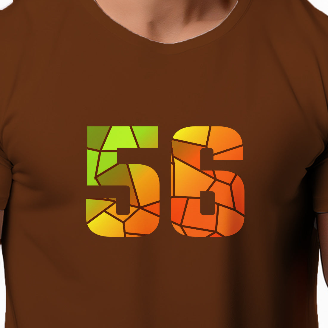 56 Number Men Unisex T-Shirt (Brown)