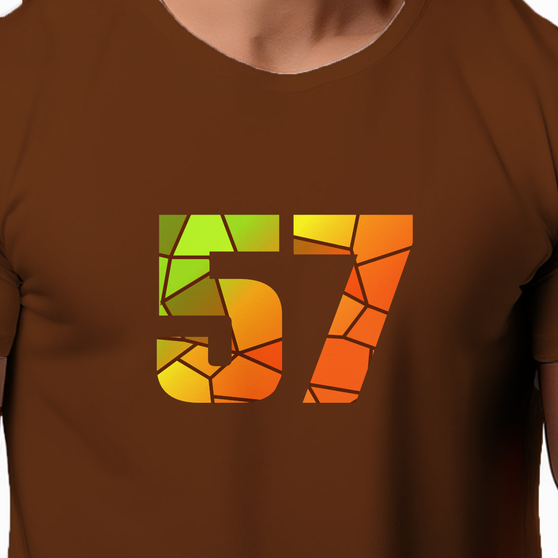 57 Number Men Unisex T-Shirt (Brown)
