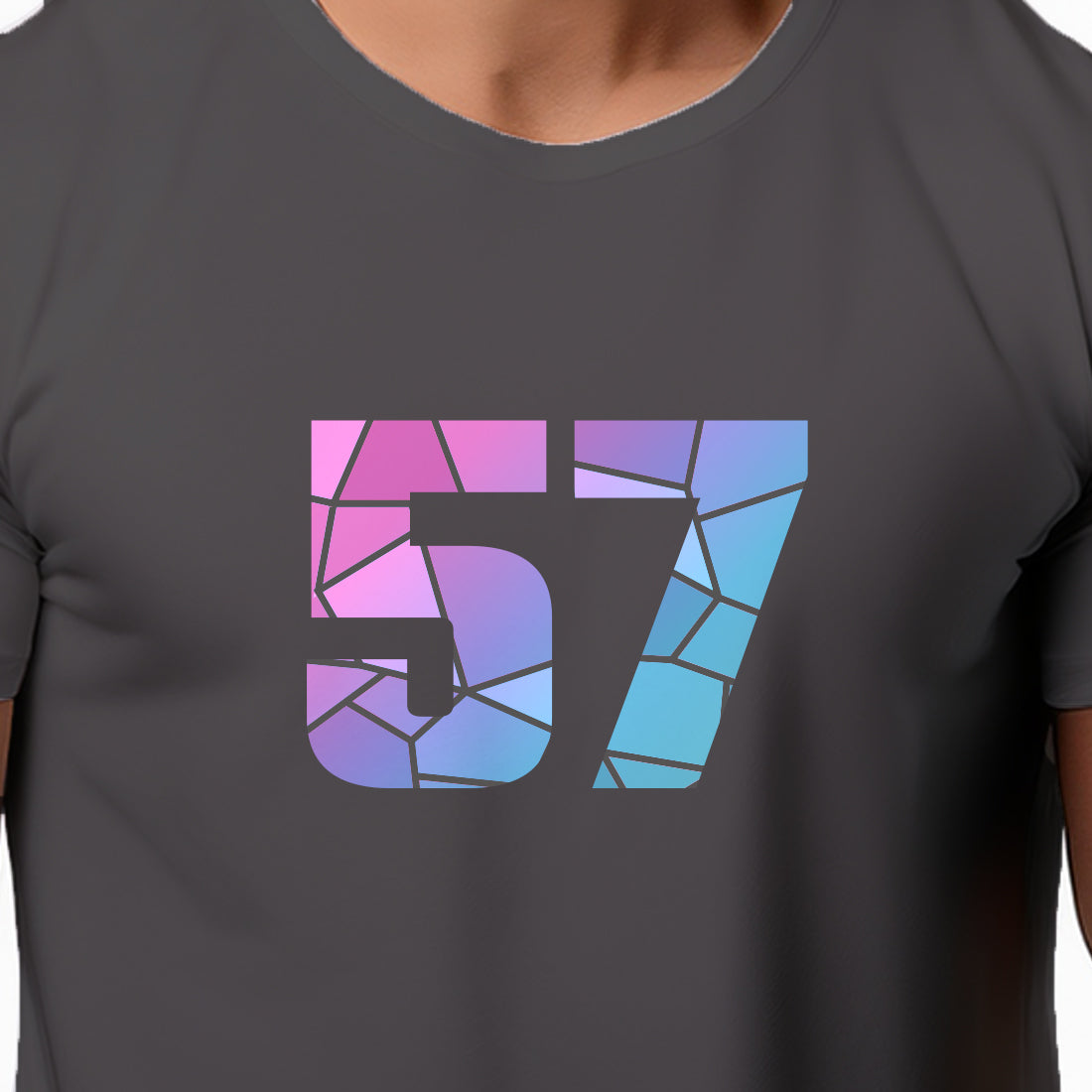 57 Number Men Unisex T-Shirt (Charcoal Grey)