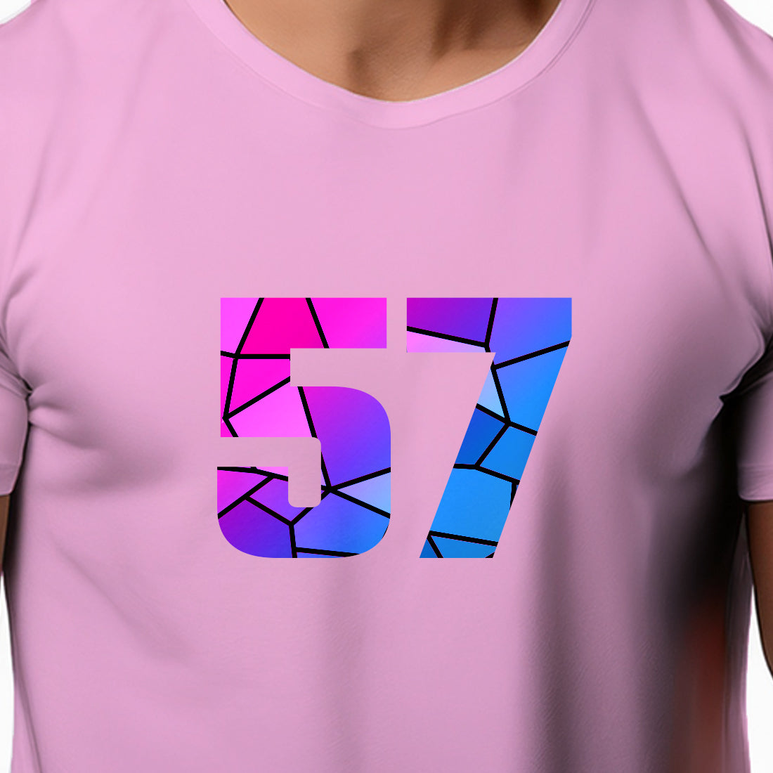 57 Number Men Unisex T-Shirt (Light Pink)