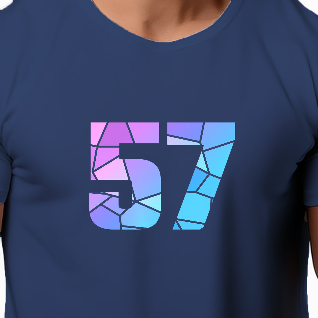 57 Number Men Unisex T-Shirt (Navy Blue)