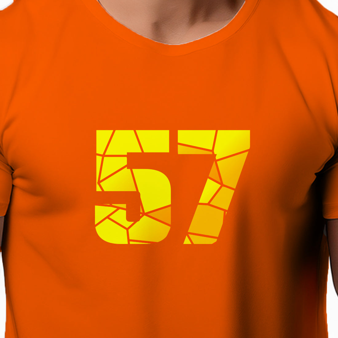 57 Number Men Unisex T-Shirt (Orange)