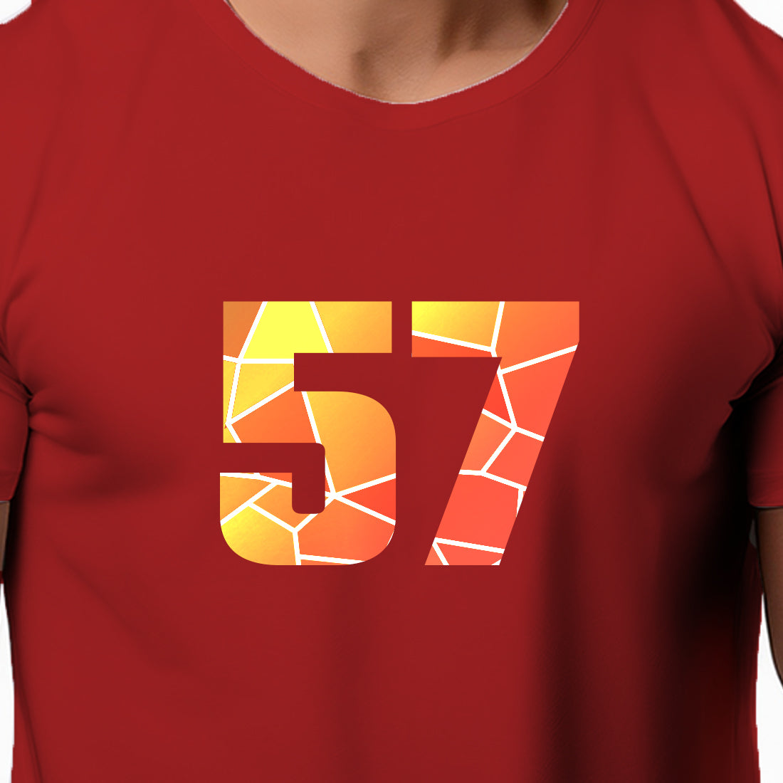 57 Number Men Unisex T-Shirt (Red)