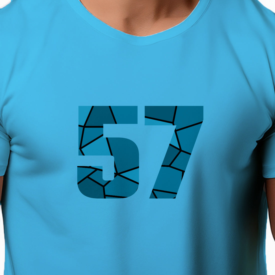 57 Number Men Unisex T-Shirt (Sky Blue)