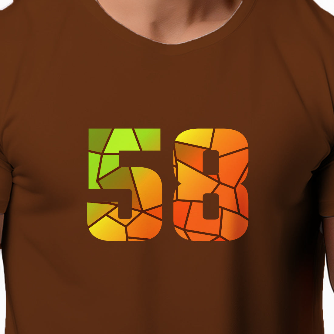 58 Number Men Unisex T-Shirt (Brown)