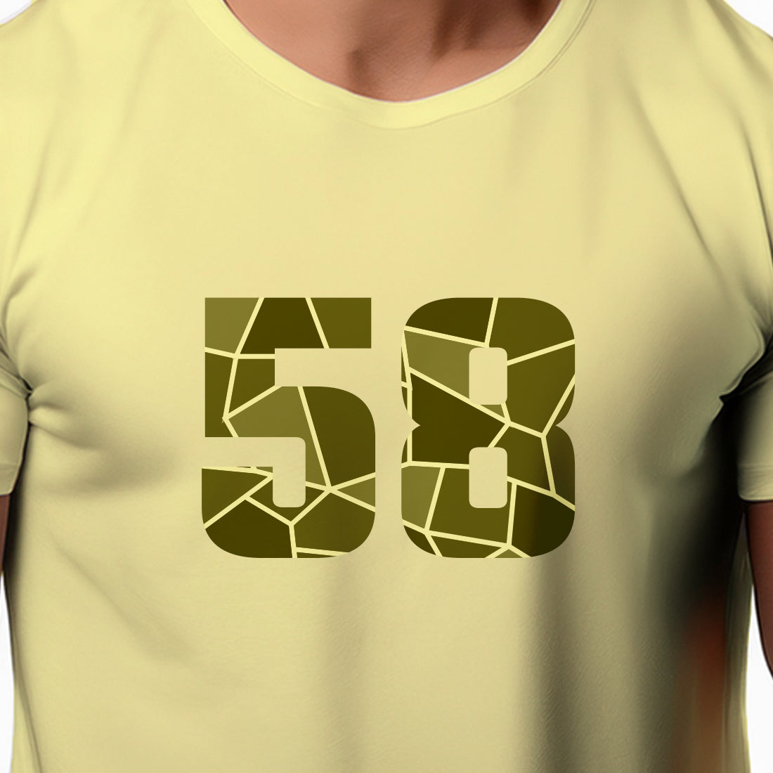 58 Number Men Unisex T-Shirt (Butter Yellow)