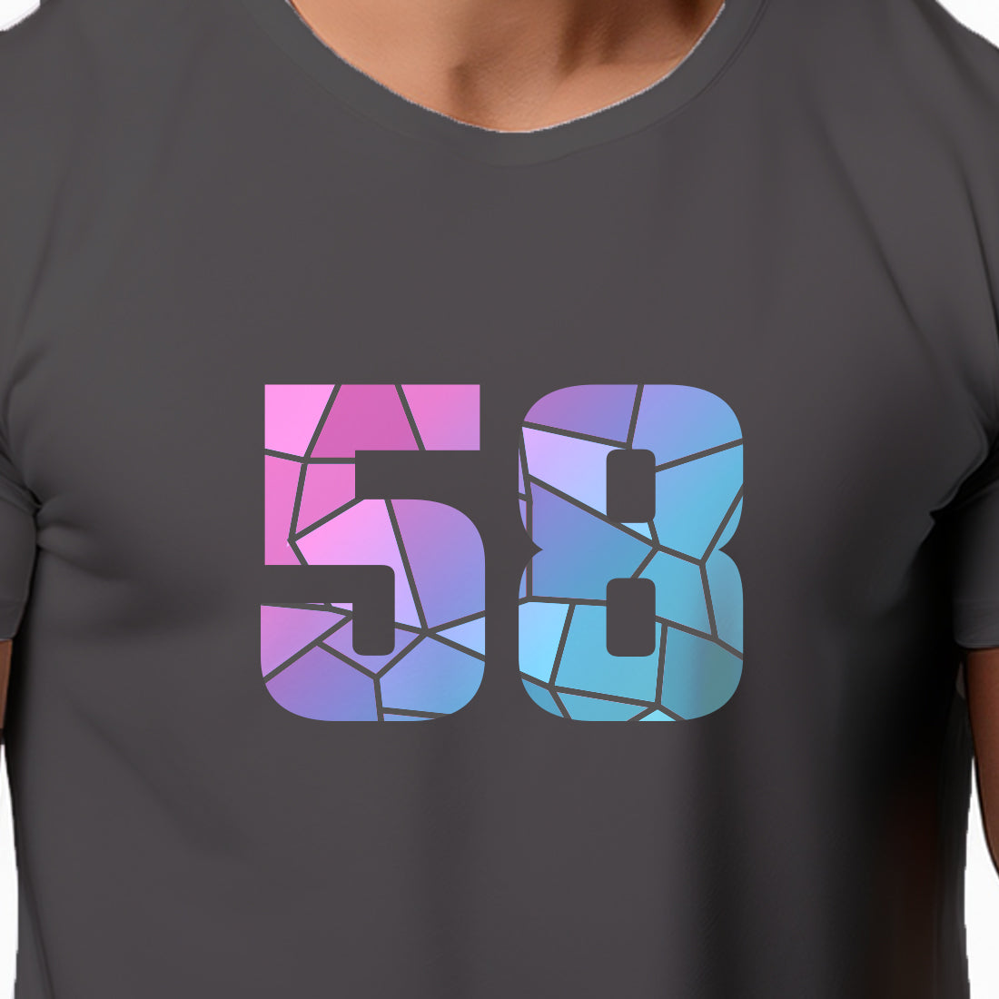 58 Number Men Unisex T-Shirt (Charcoal Grey)