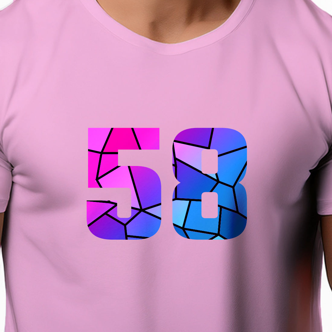 58 Number Men Unisex T-Shirt (Light Pink)