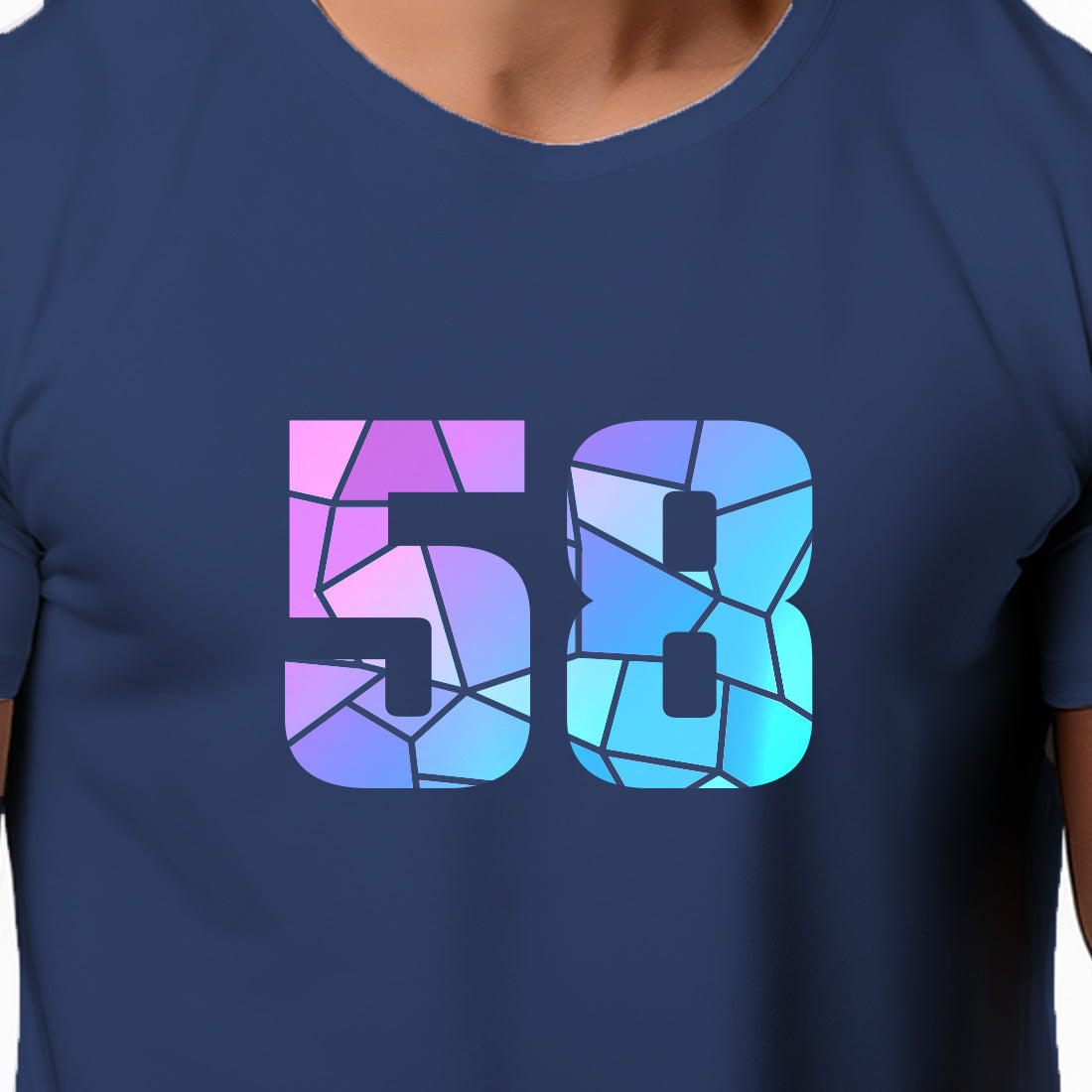 58 Number Men Unisex T-Shirt (Navy Blue)