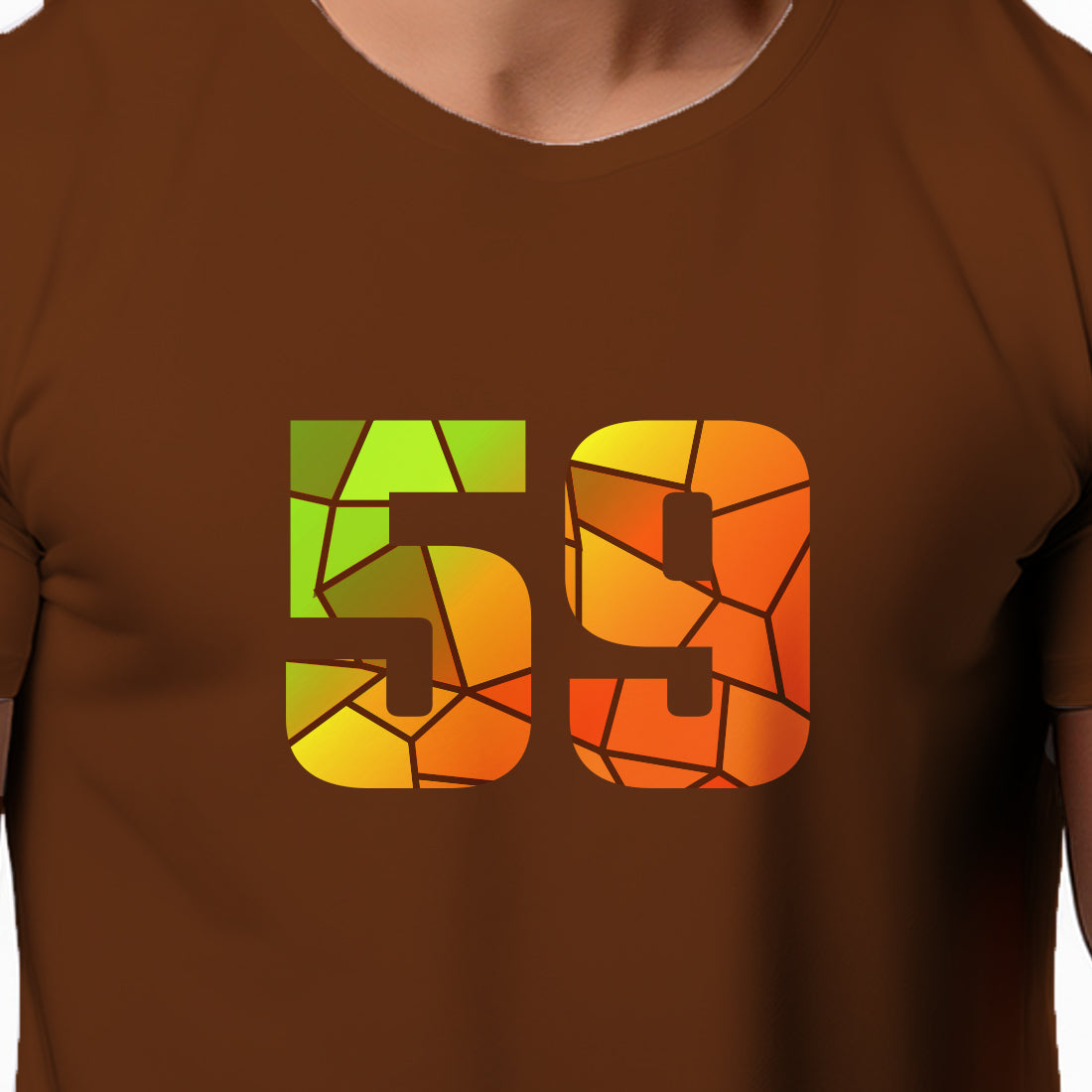 59 Number Men Unisex T-Shirt (Brown)