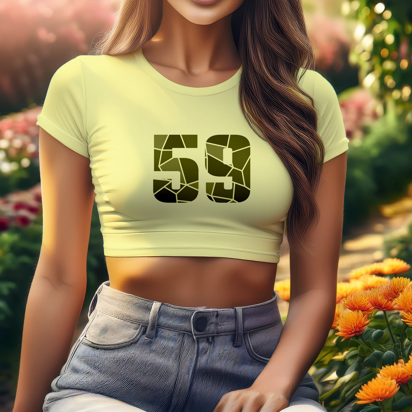 59 Number Women Crop Top (Butter Yellow)