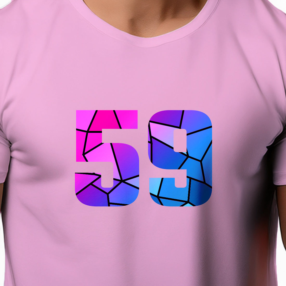 59 Number Men Unisex T-Shirt (Light Pink)