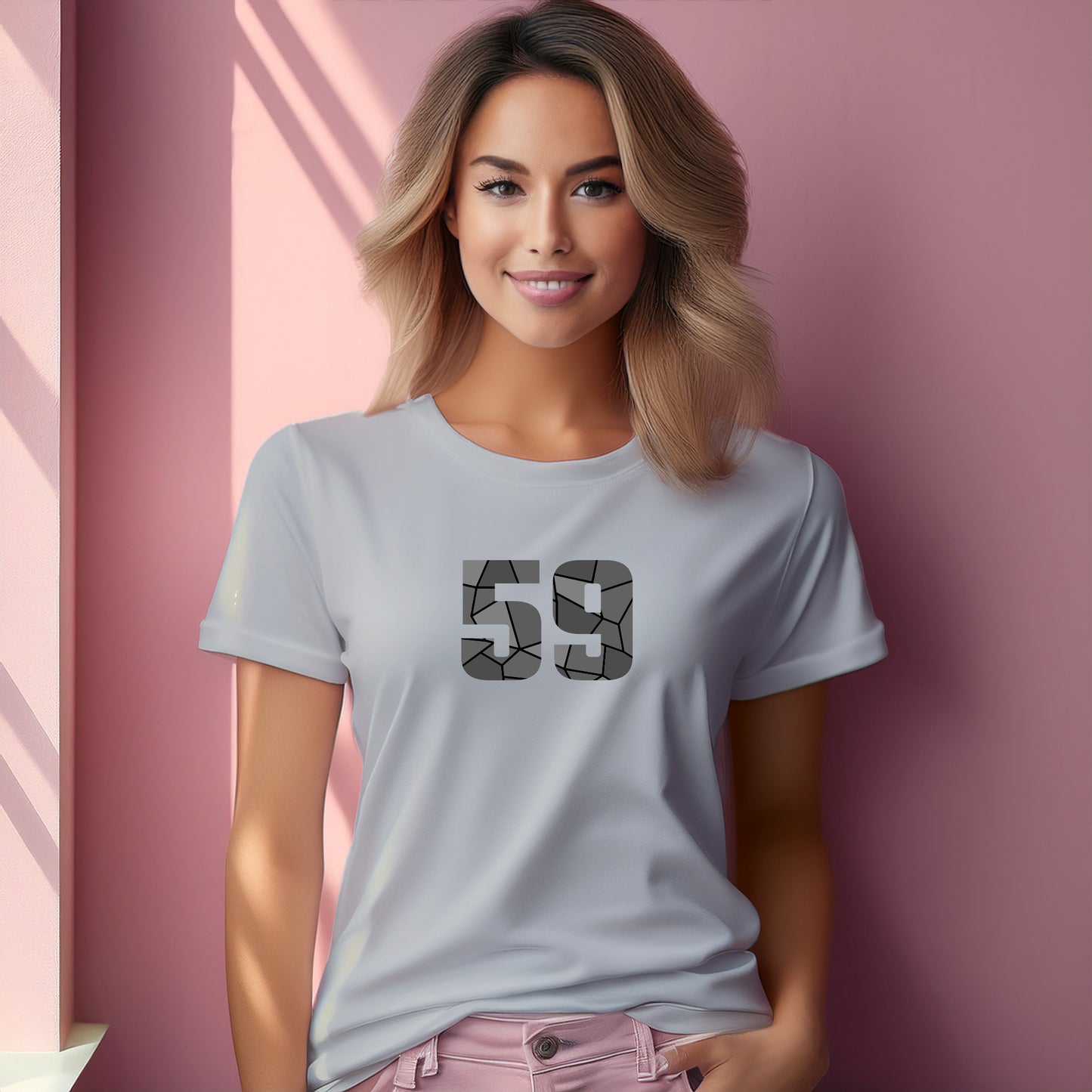 59 Number Women T-Shirt (Melange Grey)