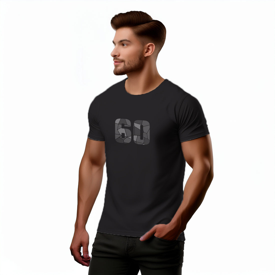 60 Number Men Unisex T-Shirt (Black)