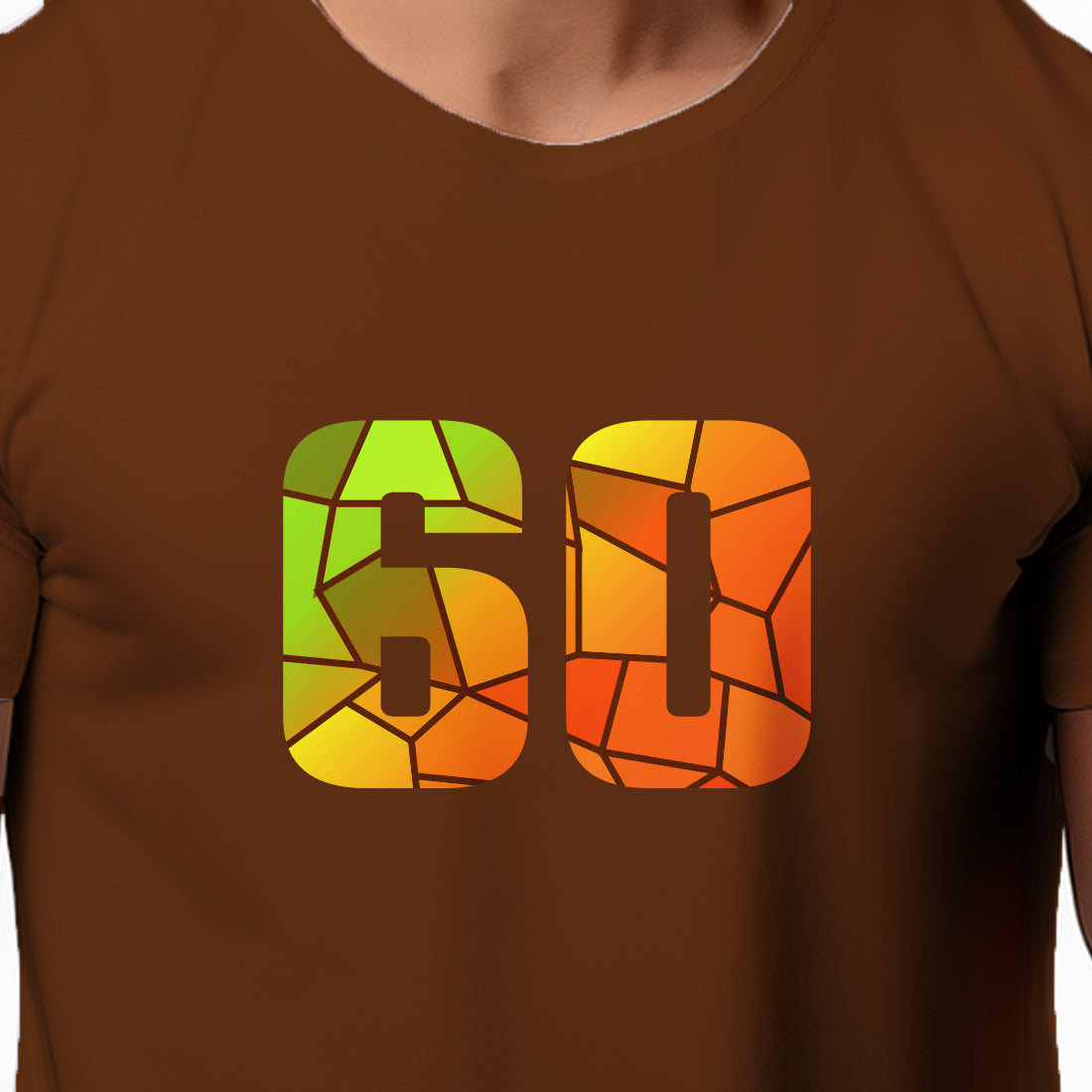 60 Number Men Unisex T-Shirt (Brown)
