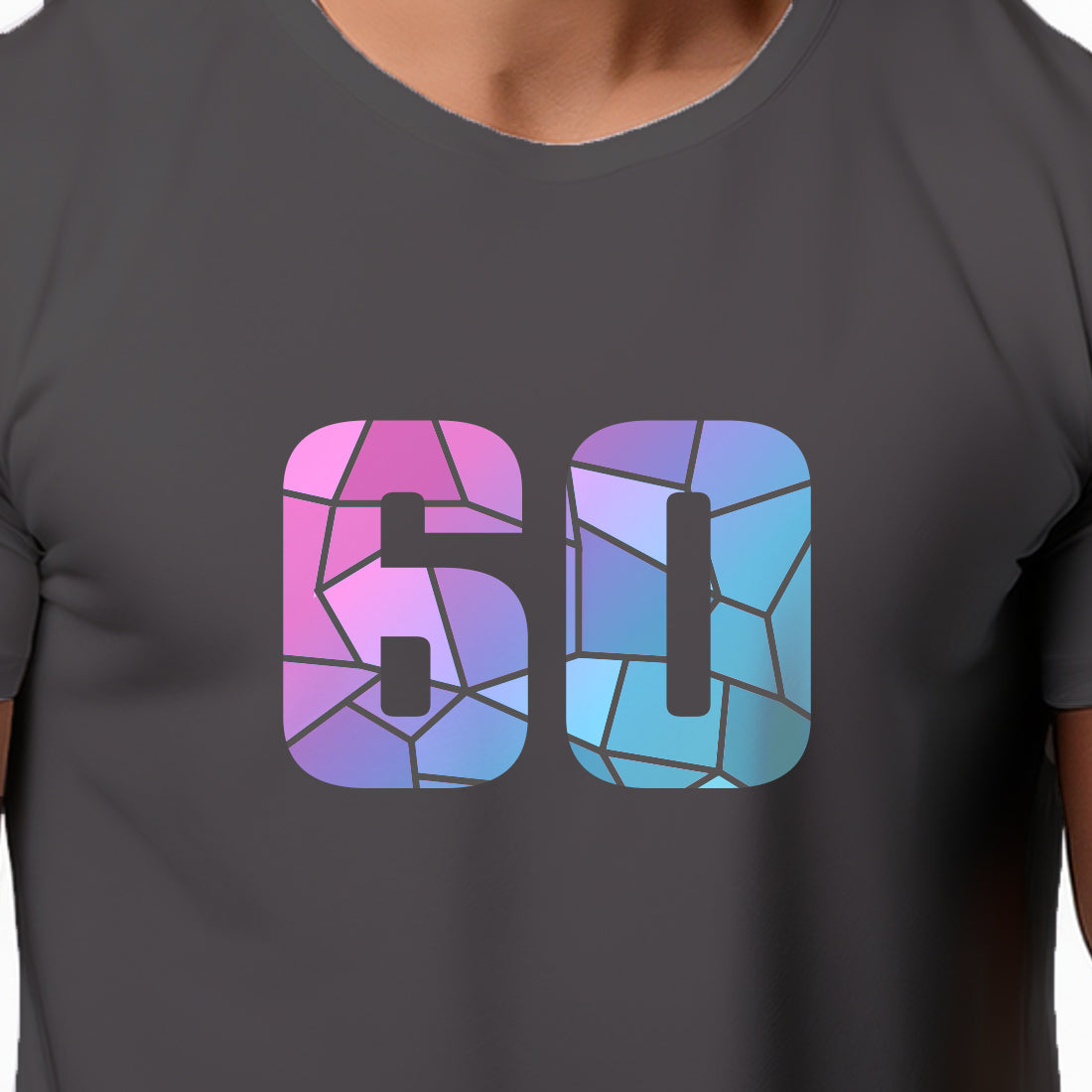 60 Number Men Unisex T-Shirt (Charcoal Grey)