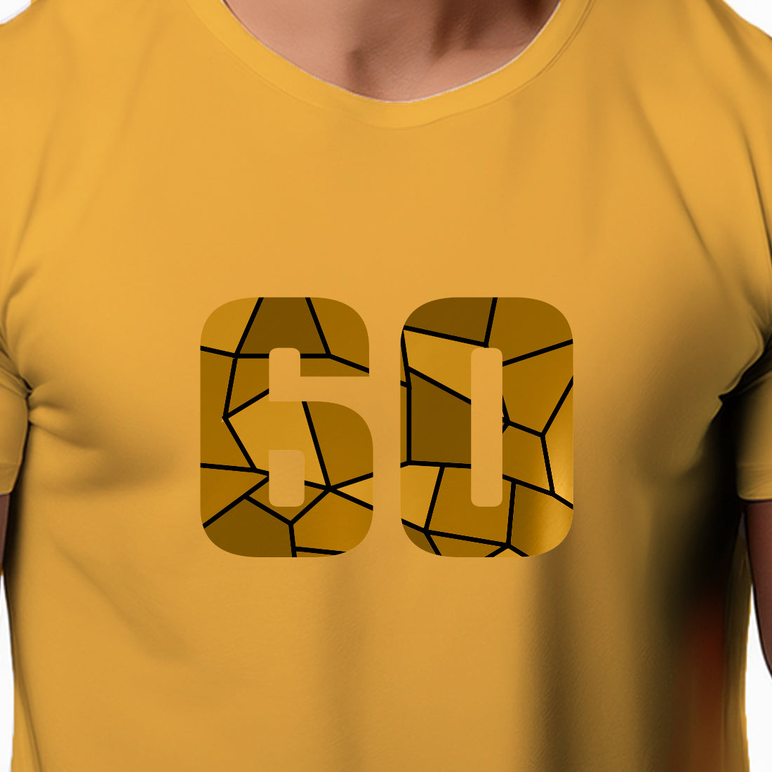 60 Number Men Unisex T-Shirt (Golden Yellow)
