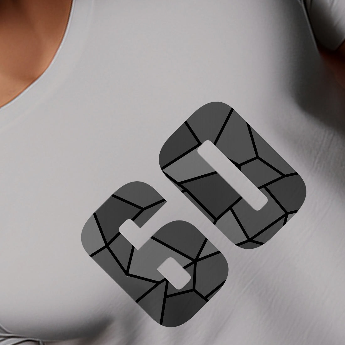 60 Number Men Unisex T-Shirt (Melange Grey)