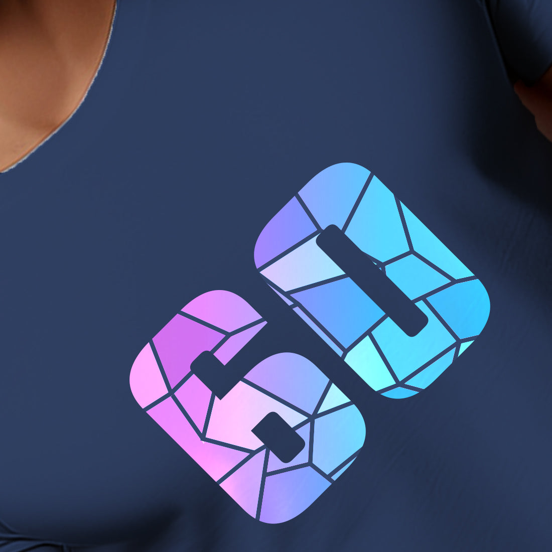 60 Number Men Unisex T-Shirt (Navy Blue)