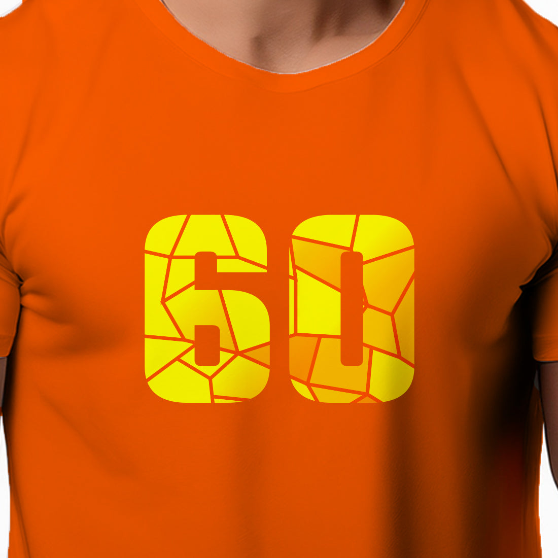 60 Number Men Unisex T-Shirt (Orange)