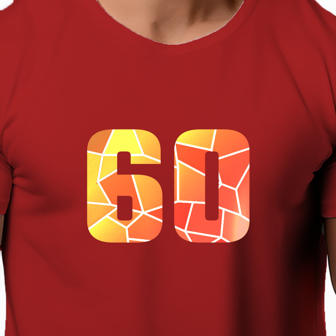 60 Number Men Unisex T-Shirt (Red)