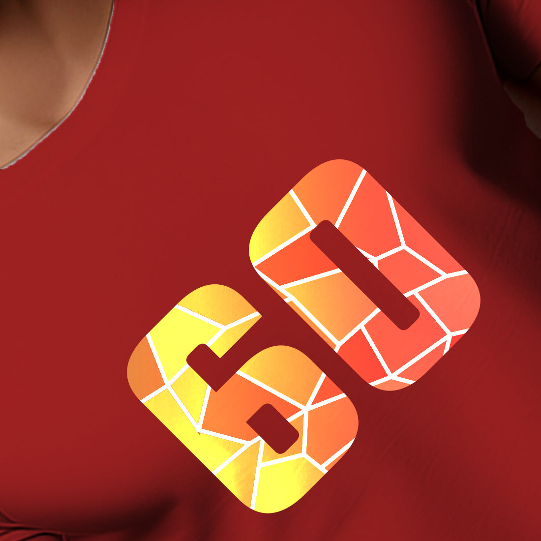 60 Number Men Unisex T-Shirt (Red)