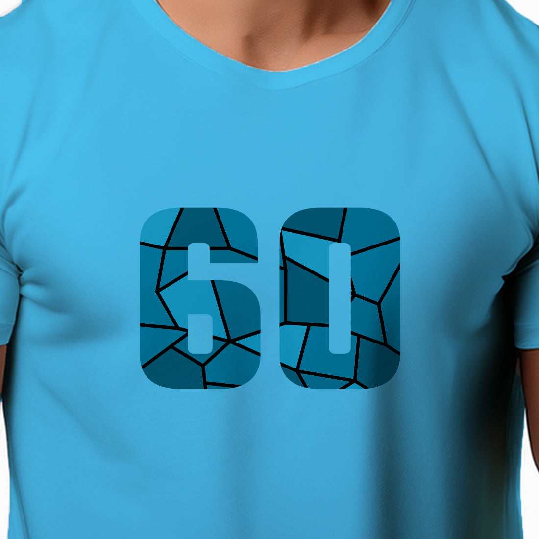 60 Number Men Unisex T-Shirt (Sky Blue)