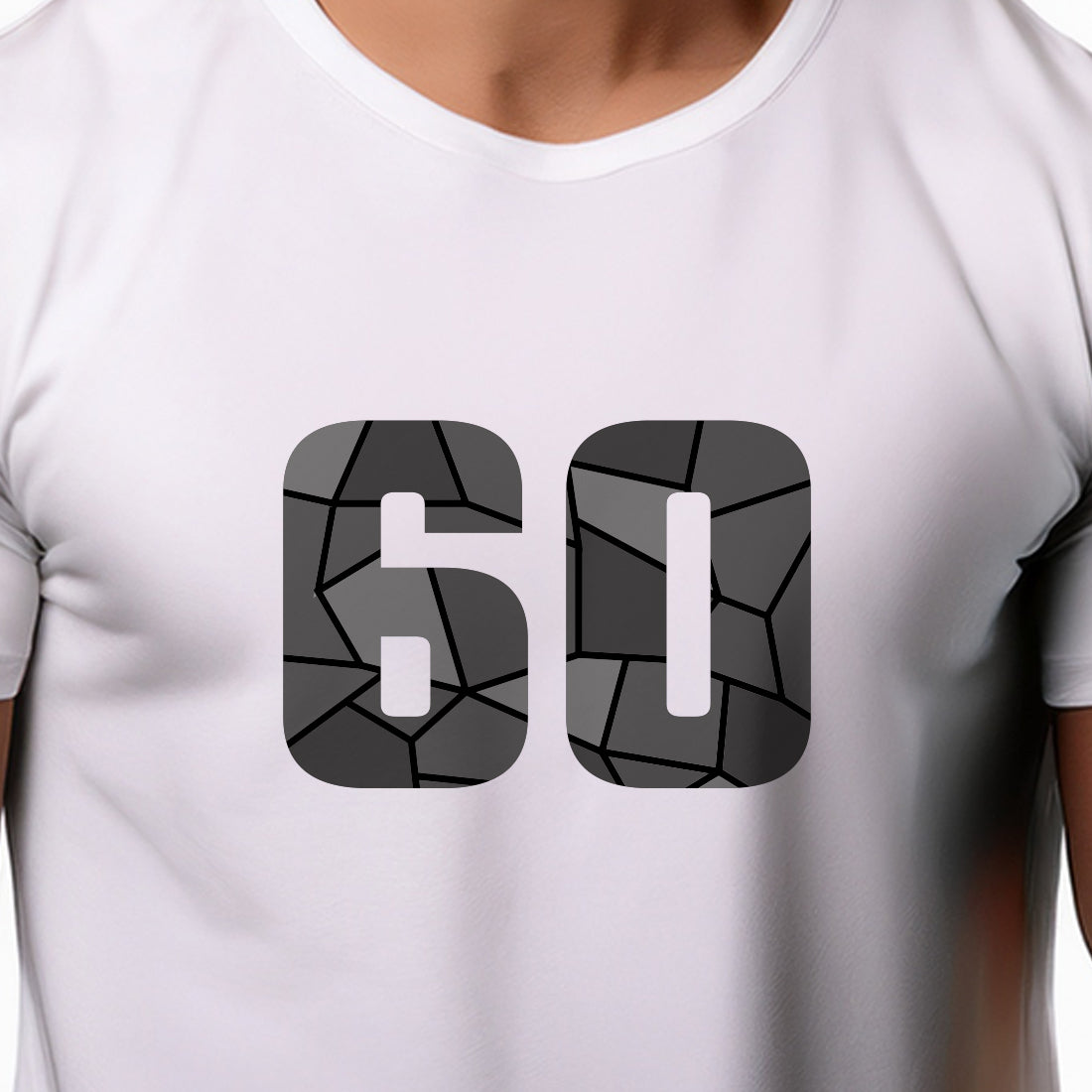 60 Number Men Unisex T-Shirt (White)