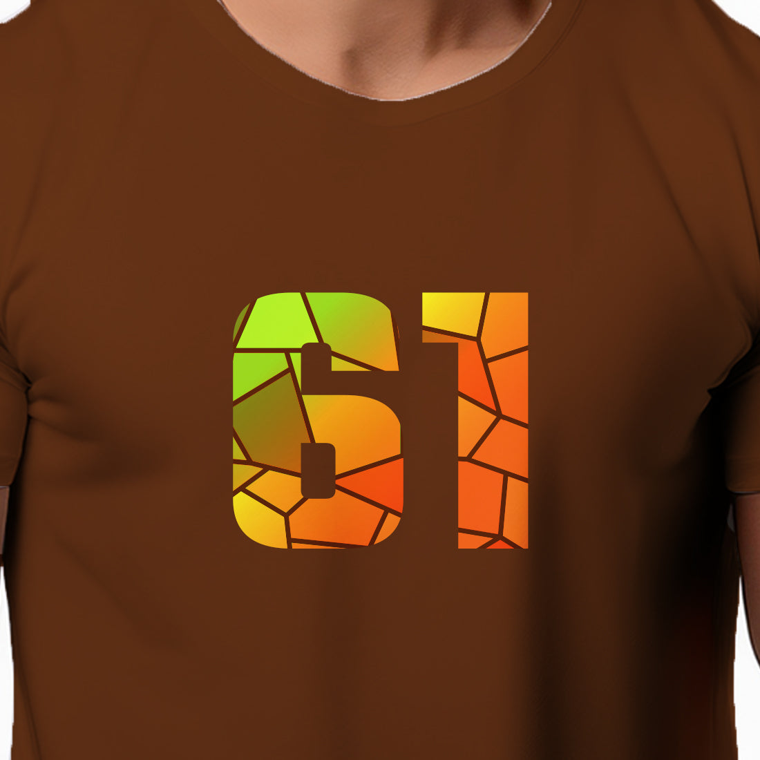 61 Number Men Unisex T-Shirt (Brown)