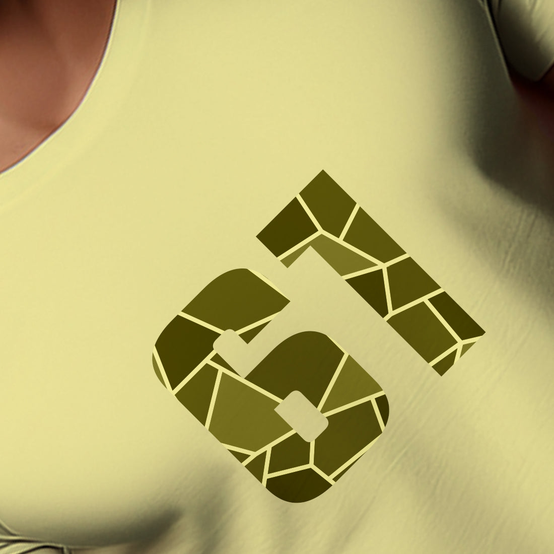 61 Number Men Unisex T-Shirt (Butter Yellow)